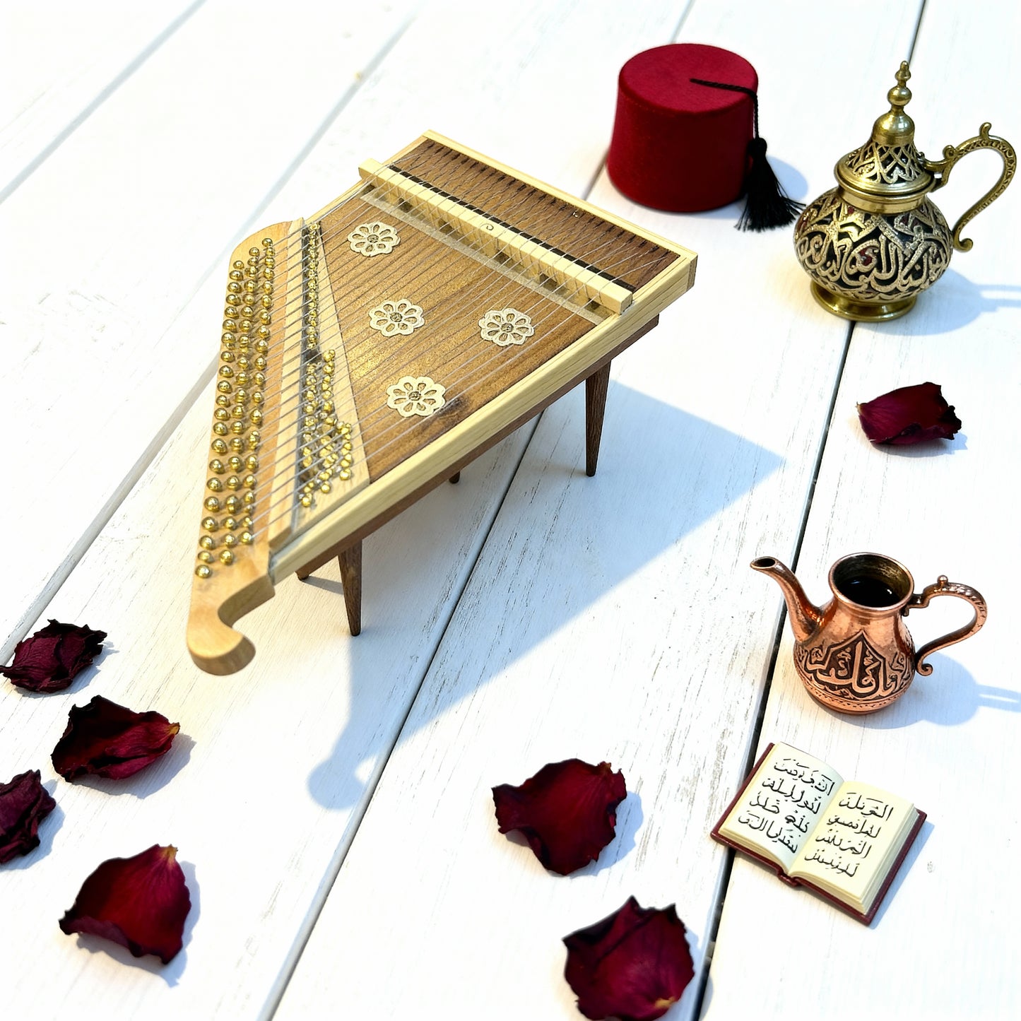 Handmade Wooden Qanun Figurine – Egyptian Style