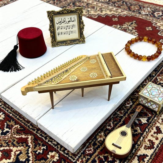 Handmade Wooden Qanun Figurine – Egyptian Style