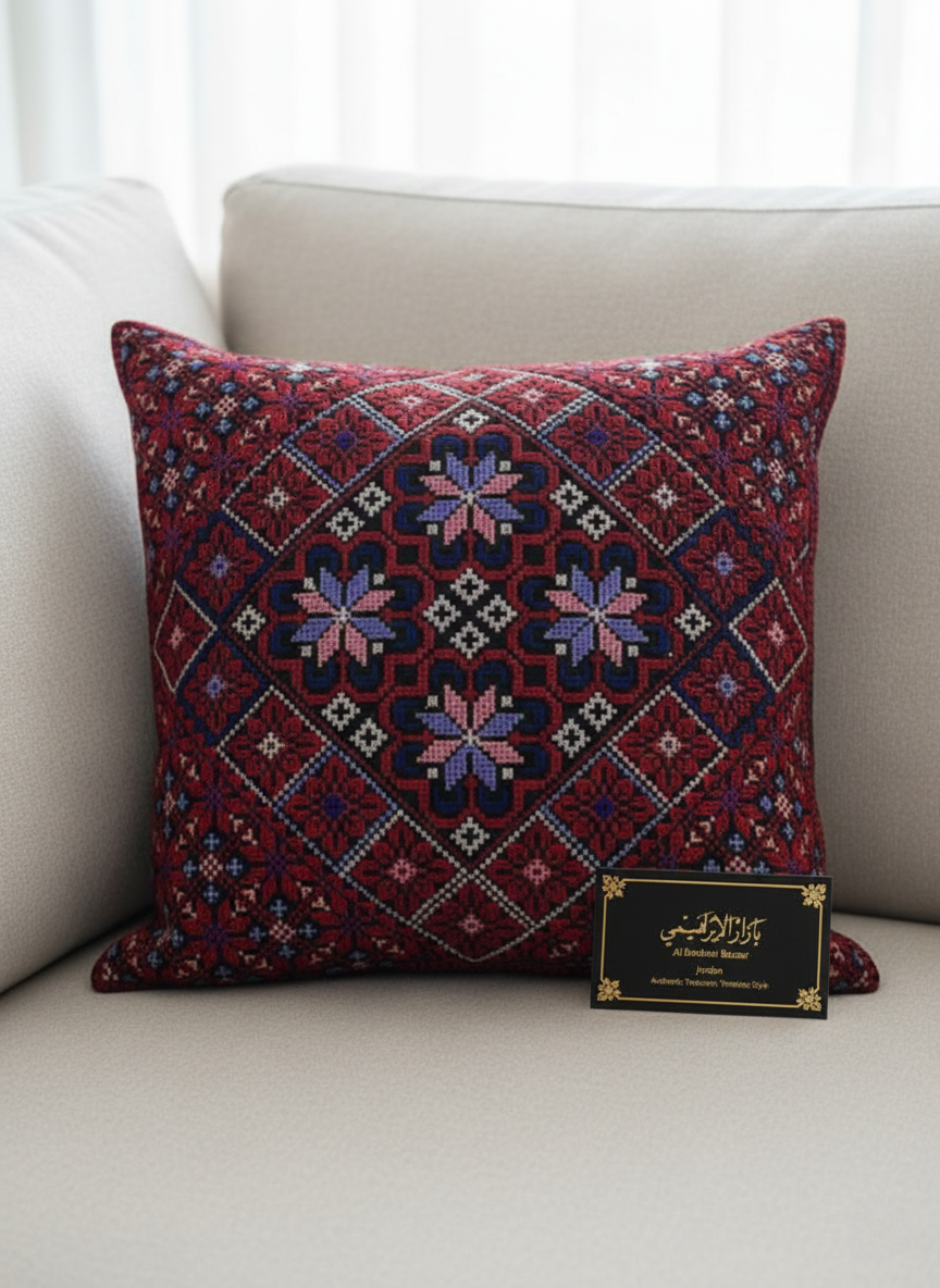 Embroidered Square Pillow Cover
