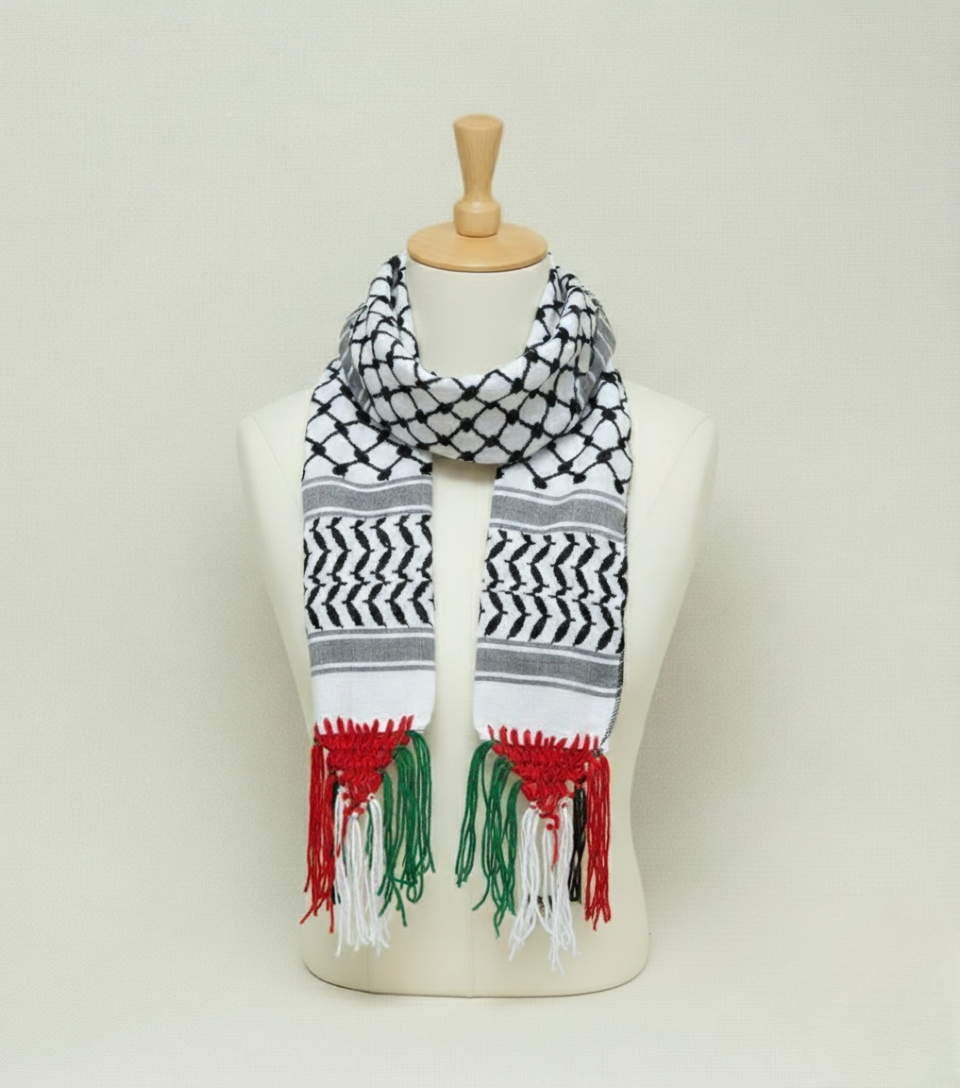 A scarf inspired by Palestinian heritage.